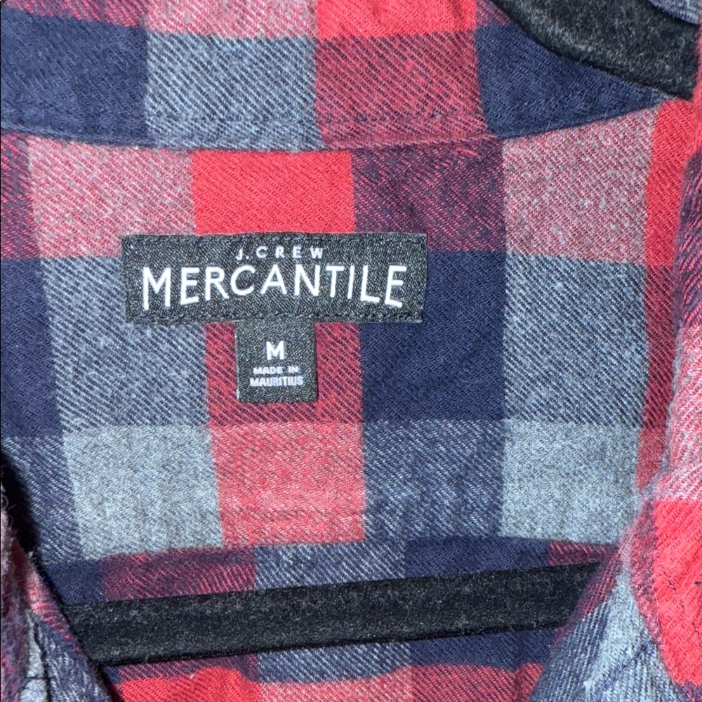 J. Crew Mercantile shirt Men’s Medium blue red gray check flannel button up M - Picture 3 of 7